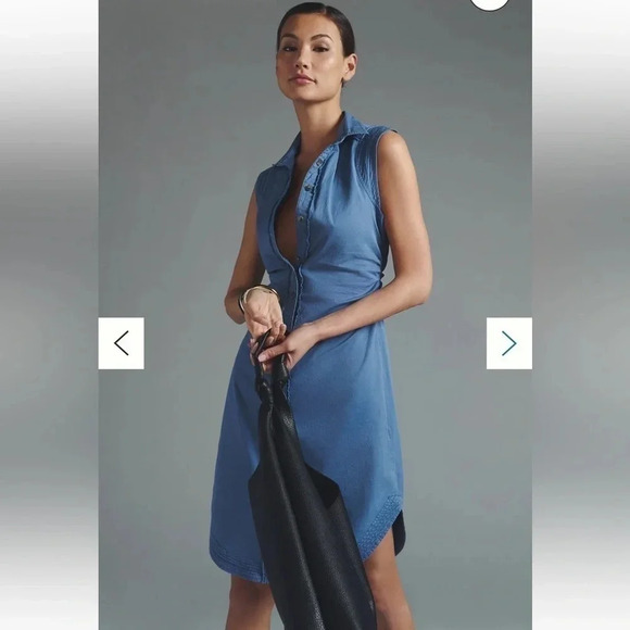 Anthropologie | Pilcro | Denim Collared Shirt Midi Dress Size 10 Medium M NWT - Picture 11 of 11